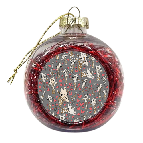 Gray giraffe pattern - xmas bauble by andrea zuza