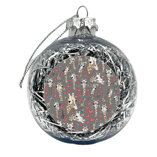 Gray giraffe pattern - xmas bauble by andrea zuza