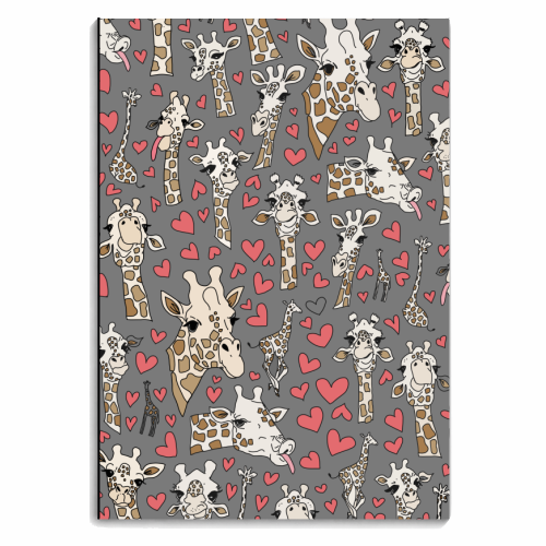 Gray giraffe pattern - personalised A4, A5, A6 notebook by andrea zuza