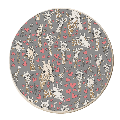 Gray giraffe pattern - personalised beer coaster by andrea zuza