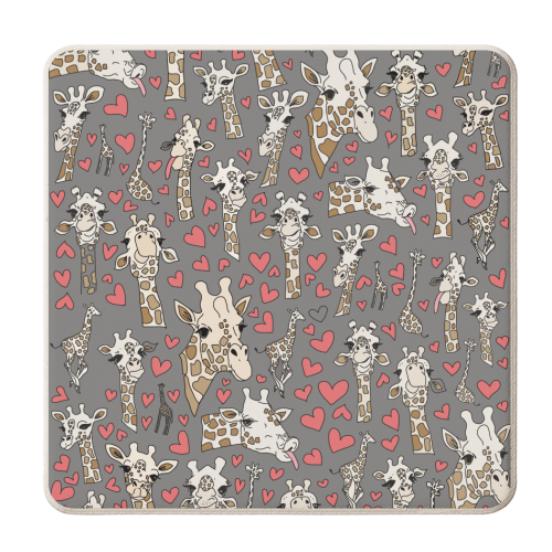 Gray giraffe pattern - personalised beer coaster by andrea zuza