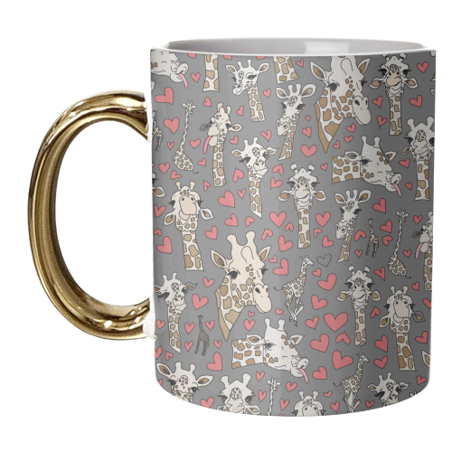 Gray giraffe pattern - unique mug by andrea zuza