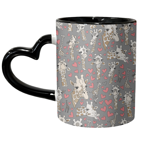 Gray giraffe pattern - unique mug by andrea zuza