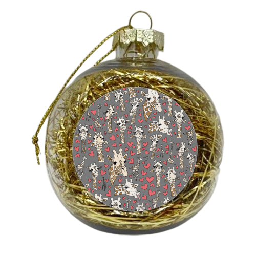 Gray giraffe pattern - xmas bauble by andrea zuza
