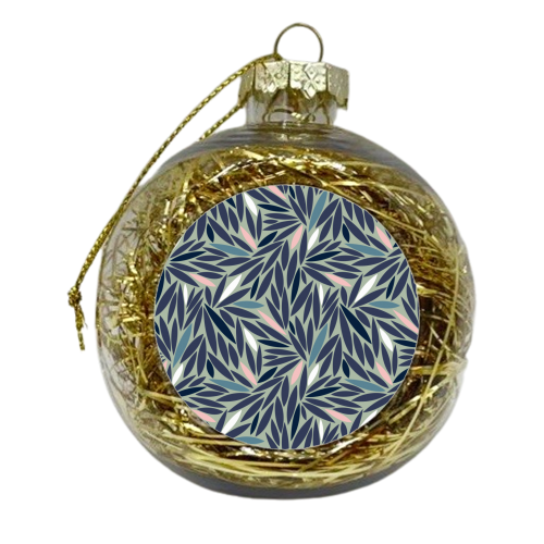 Grean Blue & Pink Leafy Pattern - xmas bauble by Dizzywonders