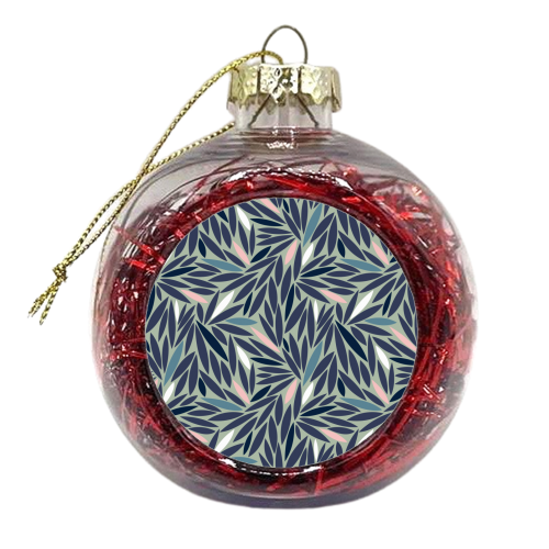 Grean Blue & Pink Leafy Pattern - xmas bauble by Dizzywonders