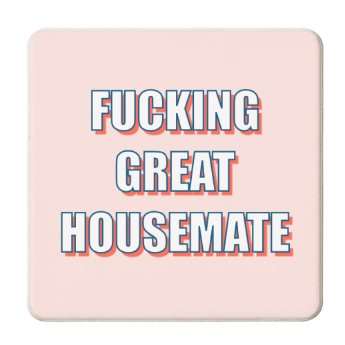 Great Housemate - personalised beer coaster by Adam Regester