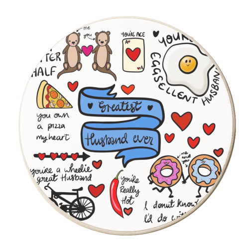 Greatest Husband Ever - personalised beer coaster by PixieDrew