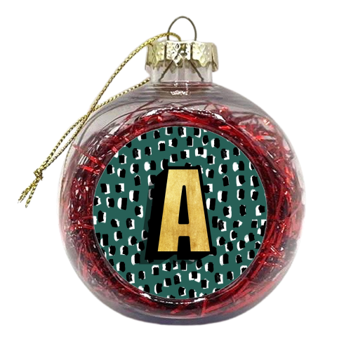 GREEN /BLUE MONOGRAM INITAL A - xmas bauble by Nichola Cowdery