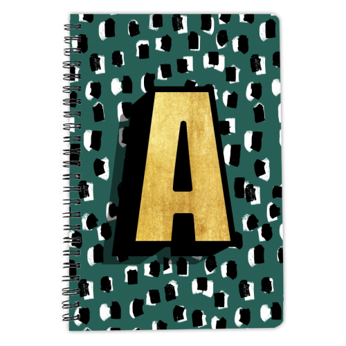 GREEN /BLUE MONOGRAM INITAL A - personalised A4, A5, A6 notebook by Nichola Cowdery