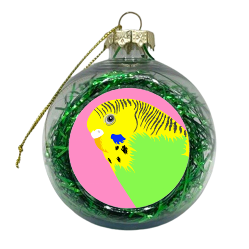Green Budgie - xmas bauble by Adam Regester