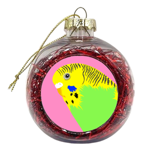 Green Budgie - xmas bauble by Adam Regester