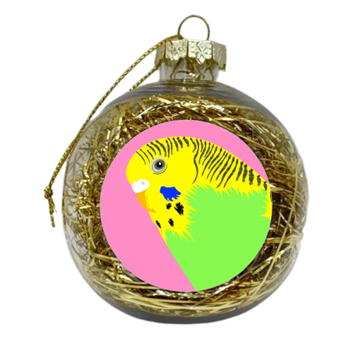 Green Budgie - xmas bauble by Adam Regester