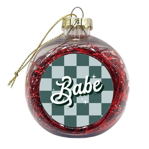 Green checkerboard babe - xmas bauble by The Girl Next Draw