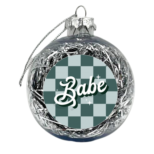 Green checkerboard babe - xmas bauble by The Girl Next Draw