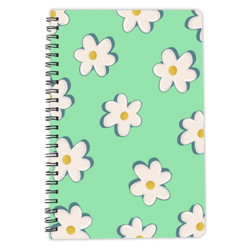 Green Daisy Pattern - personalised A4, A5, A6 notebook by Hollie Mills