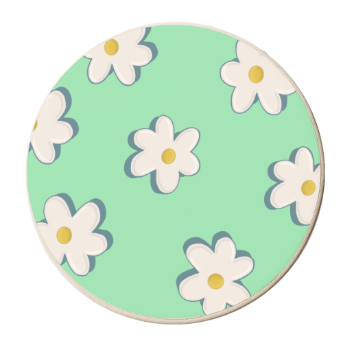 Green Daisy Pattern - personalised beer coaster by Hollie Mills