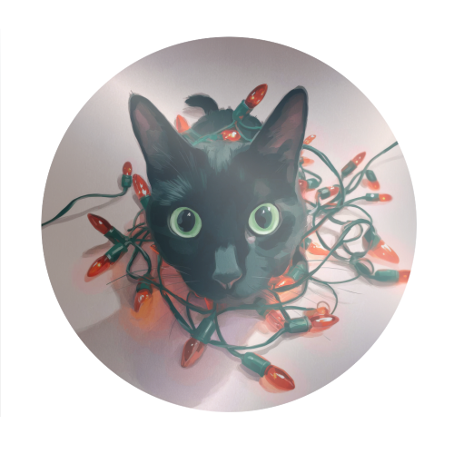 Green eyes, red lamps - Circle Sticker by DejaReve