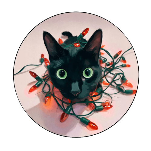 Green eyes, red lamps - Circle Sticker by DejaReve