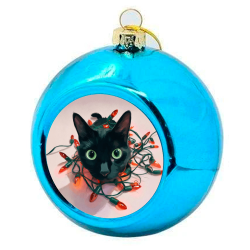 Green eyes, red lamps - colourful christmas bauble by DejaReve