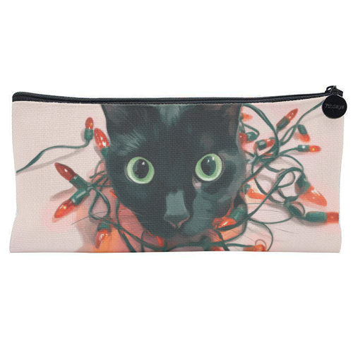 Green eyes, red lamps - flat pencil case by DejaReve