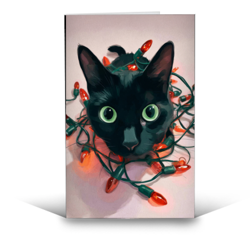 Green eyes, red lamps - funny greeting card by DejaReve