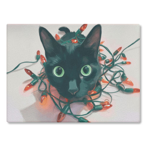 Green eyes, red lamps - glass chopping board by DejaReve