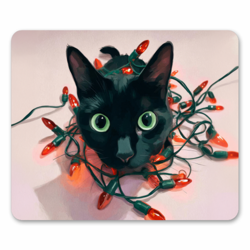 Green eyes, red lamps - mouse mat by DejaReve