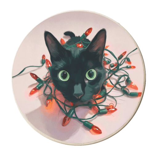 Green eyes, red lamps - personalised beer coaster by DejaReve