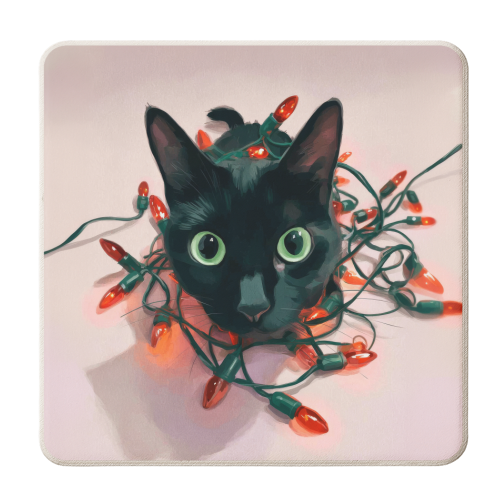 Green eyes, red lamps - personalised beer coaster by DejaReve