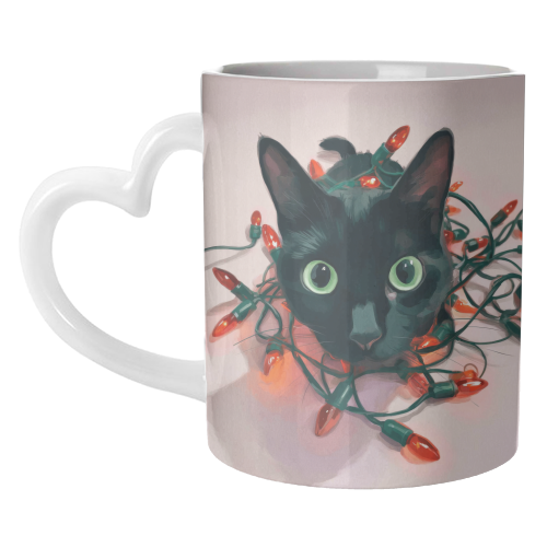 Green eyes, red lamps - unique mug by DejaReve