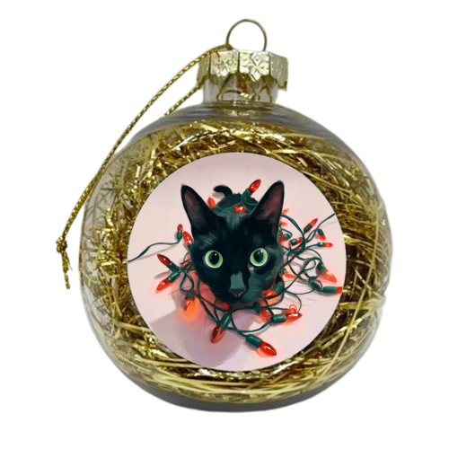 Green eyes, red lamps - xmas bauble by DejaReve