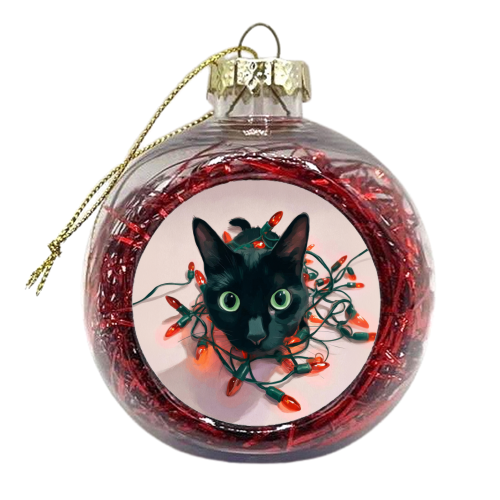 Green eyes, red lamps - xmas bauble by DejaReve