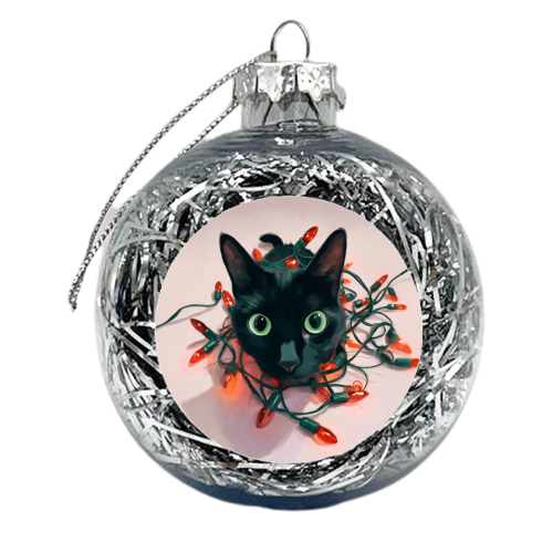 Green eyes, red lamps - xmas bauble by DejaReve