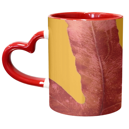Green Fern on Red On Fire - unique mug by Alicia Noelle Jones