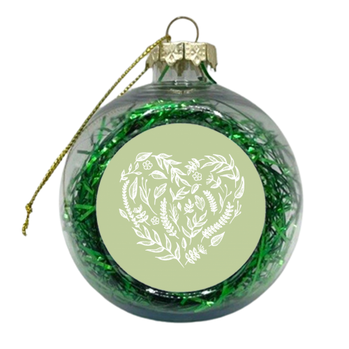 green heart - xmas bauble by Charlotte Hicks