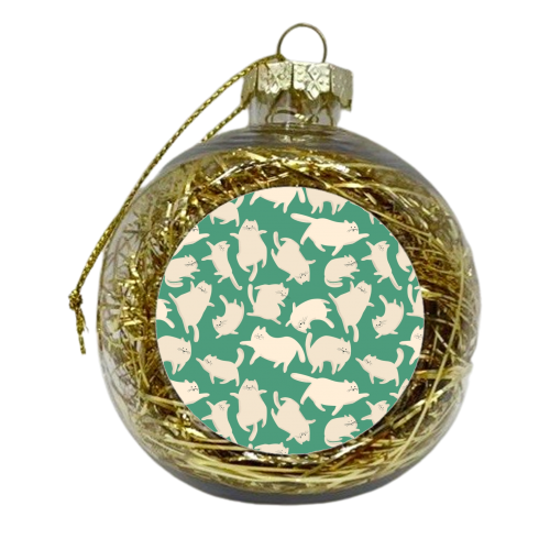 Green Kittens - xmas bauble by Ania Wieclaw