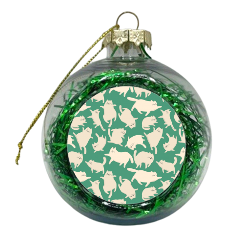 Green Kittens - xmas bauble by Ania Wieclaw