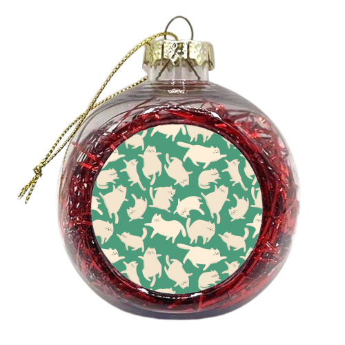 Green Kittens - xmas bauble by Ania Wieclaw
