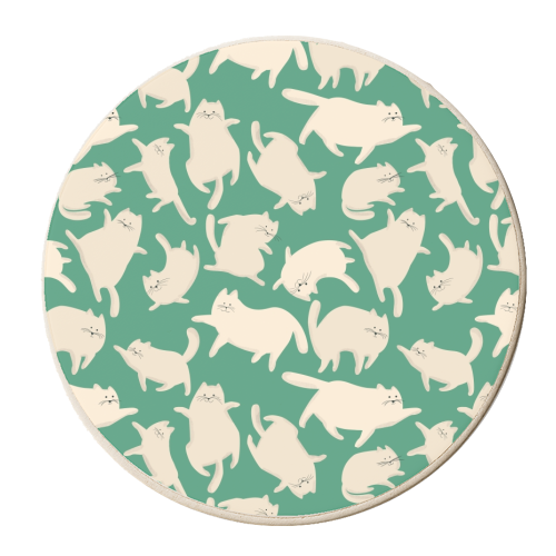 Green Kittens - personalised beer coaster by Ania Wieclaw