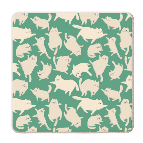 Green Kittens - personalised beer coaster by Ania Wieclaw