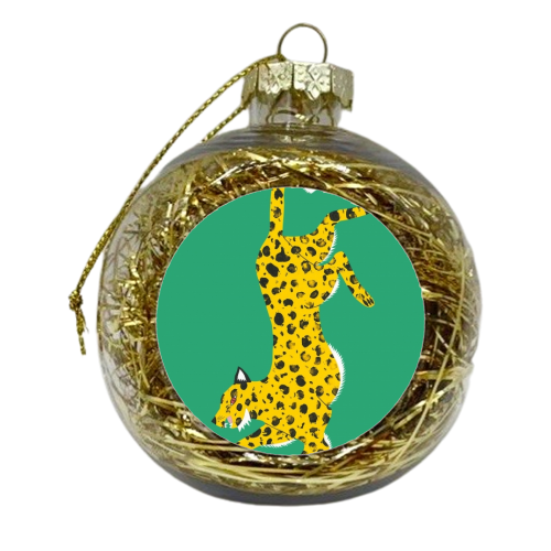 Green Leopard - xmas bauble by Yazmin Brooks