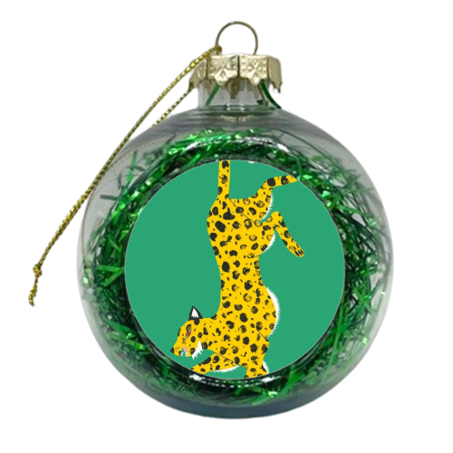 Green Leopard - xmas bauble by Yazmin Brooks