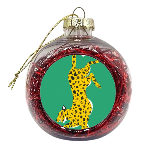 Green Leopard - xmas bauble by Yazmin Brooks
