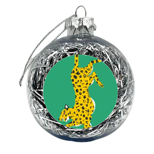 Green Leopard - xmas bauble by Yazmin Brooks