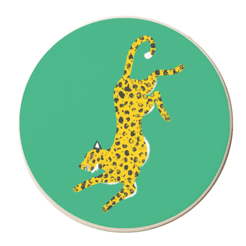 Green Leopard - personalised beer coaster by Yazmin Brooks