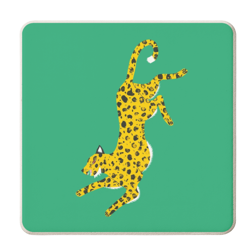 Green Leopard - personalised beer coaster by Yazmin Brooks