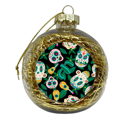 green mexican sugar skull - xmas bauble by haris kavalla
