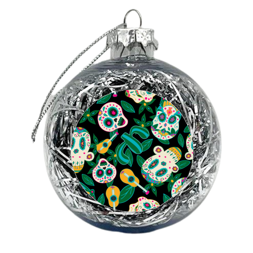 green mexican sugar skull - xmas bauble by haris kavalla