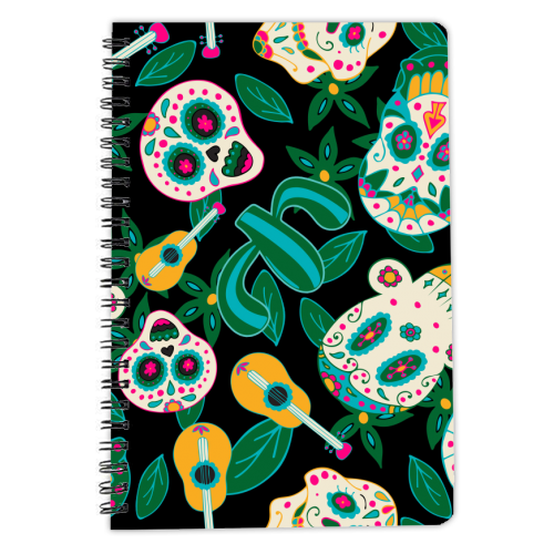 green mexican sugar skull - personalised A4, A5, A6 notebook by haris kavalla